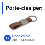 Porte-clés personnalisable en simili cuir et métal avec logo - Cognac - Miniature 3