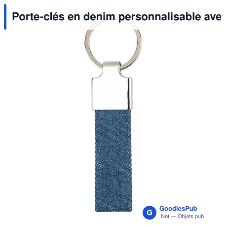 Porte-clés en denim personnalisable avec logo - Enzi