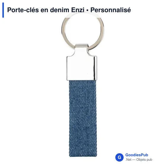 Porte-clés en denim personnalisable avec logo - Enzi - Image 1