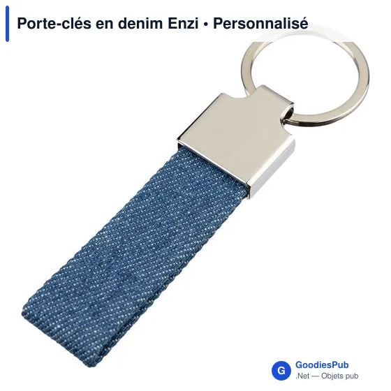 Porte-clés en denim personnalisable avec logo - Enzi - Image 2