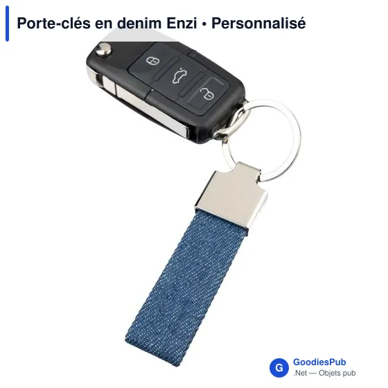 Porte-clés en denim personnalisable avec logo - Enzi - Image 3