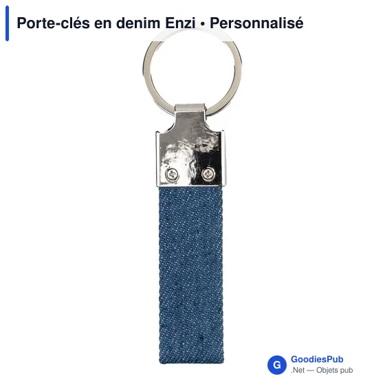 Porte-clés en denim personnalisable avec logo - Enzi - Image 4