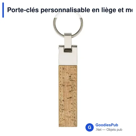 Porte-clés personnalisable en liège et métal avec logo - Elowen