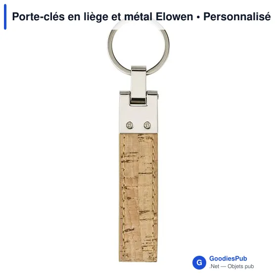 Porte-clés personnalisable en liège et métal avec logo - Elowen - Image 2