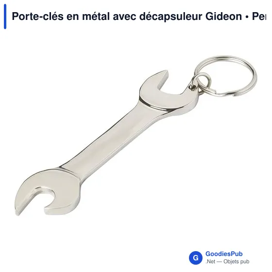 Porte-clés en métal personnalisable avec décapsuleur Gideonavec logo - Image 2