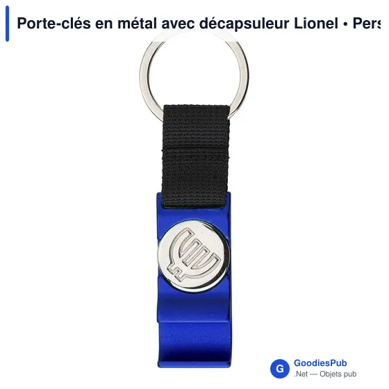 Porte-clés en métal personnalisable avec décapsuleur et logo - Lionel - Image 2