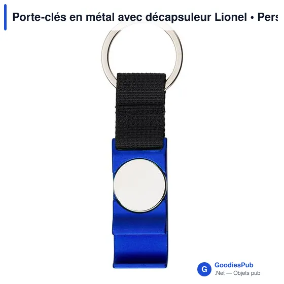 Porte-clés en métal personnalisable avec décapsuleur et logo - Lionel - Image 12