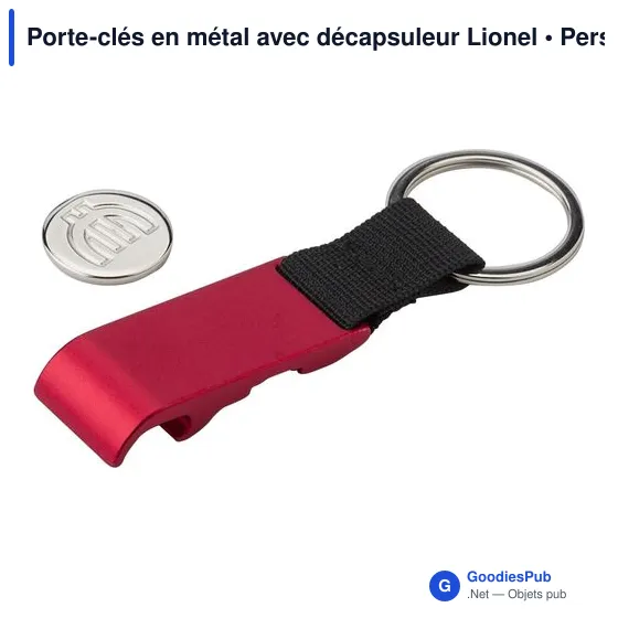 Porte-clés en métal personnalisable avec décapsuleur et logo - Lionel - Image 6