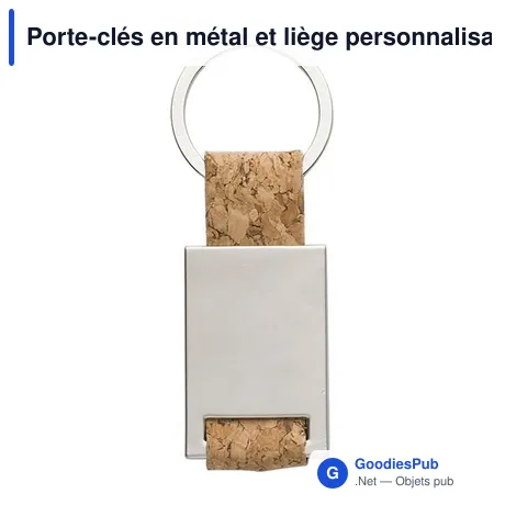 Porte-clés en métal et liège personnalisable avec logo - Alexandra