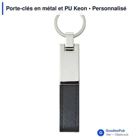 Porte-clés en métal et PU Keon - Image 1