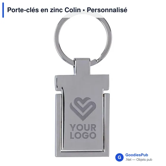 Porte-clés en zinc personnalisable avec logo - Colin - Image 3