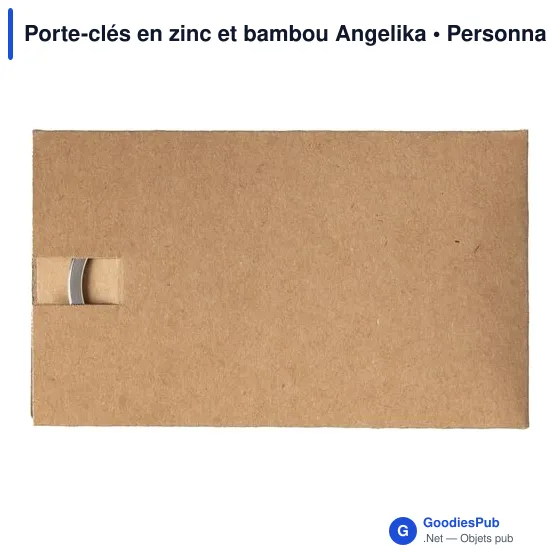 Porte-clés personnalisable en zinc et bambou Angelika avec logo - Image 3