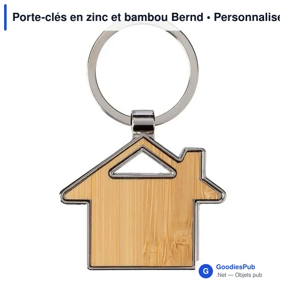 Porte-clés en zinc et bambou Bernd - Image 1