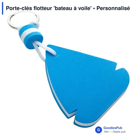 Porte-clés flottant personnalisable bateau à voile avec logo - Image 1
