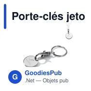 Porte-clés jeton de caddie personnalisable en métal avec logo - Jeton - Miniature 1