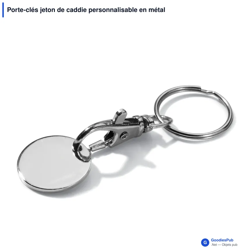 Porte-clés jeton de caddie personnalisable en métal avec logo - Jeton - Image 2