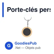 Porte-clés personnalisable Khozax avec logo en métal et bambou - Miniature 1