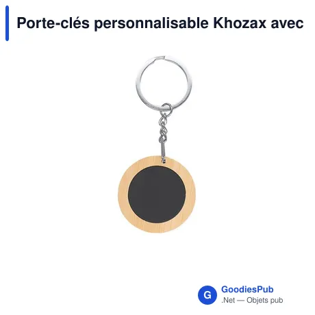 Porte-clés personnalisable Khozax avec logo en métal et bambou
