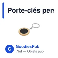 Porte-clés personnalisable Khozax avec logo en métal et bambou - Miniature 6