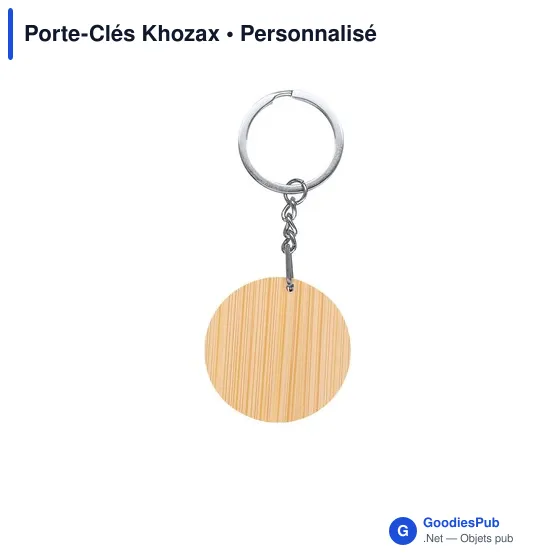 Porte-clés personnalisable Khozax avec logo en métal et bambou - Image 7