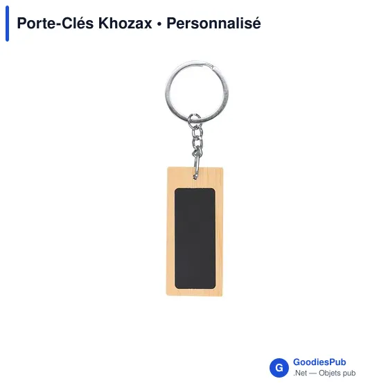 Porte-clés personnalisable Khozax avec logo en métal et bambou - Image 8