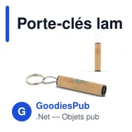 Porte-clés lampe de poche personnalisable en bambou avec logo - Bambou - Miniature 1