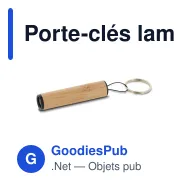 Porte-clés lampe de poche personnalisable en bambou avec logo - Bambou - Miniature 2