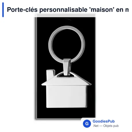Porte-clés personnalisable 'maison' en métal avec logo - Alice