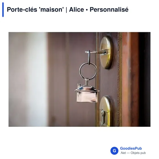 Porte-clés personnalisable 'maison' en métal avec logo - Alice - Image 3