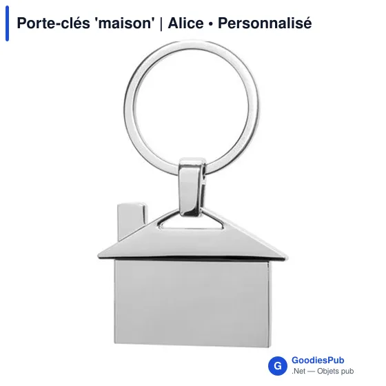 Porte-clés personnalisable 'maison' en métal avec logo - Alice - Image 4