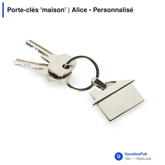 Porte-clés personnalisable 'maison' en métal avec logo - Alice - Image 5