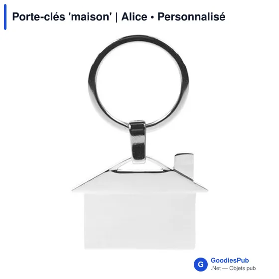 Porte-clés personnalisable 'maison' en métal avec logo - Alice - Image 6