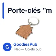 Porte-clés personnalisable en bois et métal avec logo - Cedar - Miniature 1