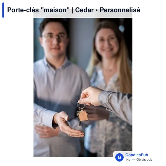 Porte-clés personnalisable en bois et métal avec logo - Cedar - Image 2