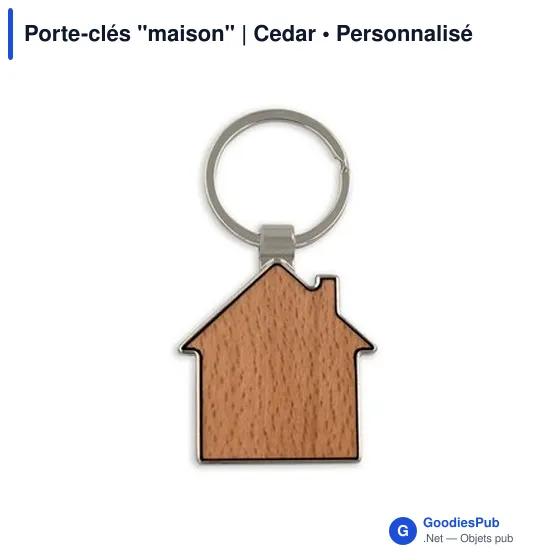 Porte-clés personnalisable en bois et métal avec logo - Cedar - Image 4