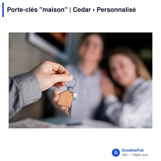 Porte-clés personnalisable en bois et métal avec logo - Cedar - Image 6