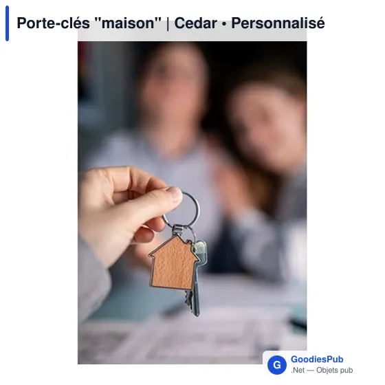 Porte-clés personnalisable en bois et métal avec logo - Cedar - Image 7