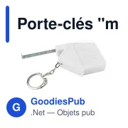 Porte-clés personnalisable avec mètre-ruban 2m - Logo bien visible - Miniature 1
