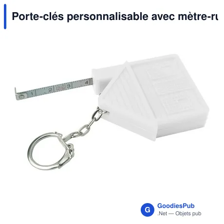 Porte-clés personnalisable avec mètre-ruban 2m - Logo bien visible