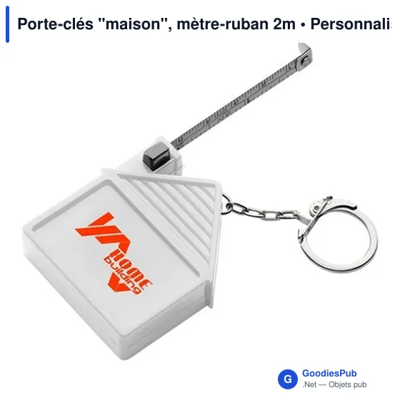 Porte-clés personnalisable avec mètre-ruban 2m - Logo bien visible - Image 6