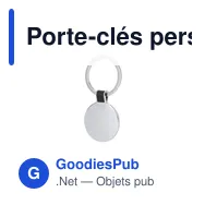 Porte-clés personnalisable en métal avec logo - Melina - Miniature 1