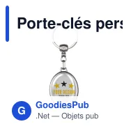 Porte-clés personnalisable en métal ovale argent mat avec logo - Doming Ovale - Miniature 2
