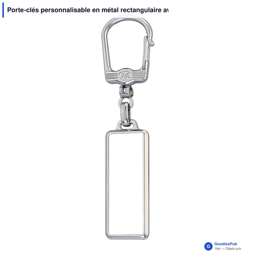 Porte-clés personnalisable en métal rectangulaire avec logo - Doming Rectangle - Image 2