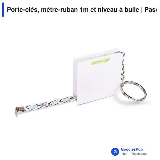 Porte-clés, mètre-ruban 1m et niveau à bulle | Pascal - Image 1