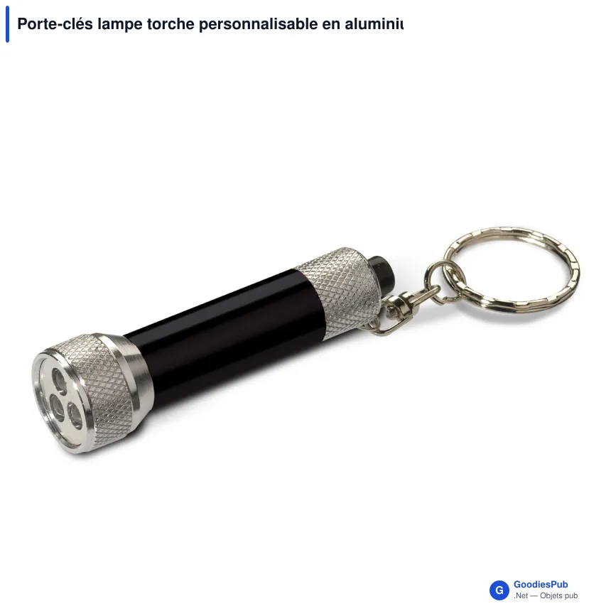 Porte-clés lampe torche personnalisable en aluminium avec logo - Mini - Image 3