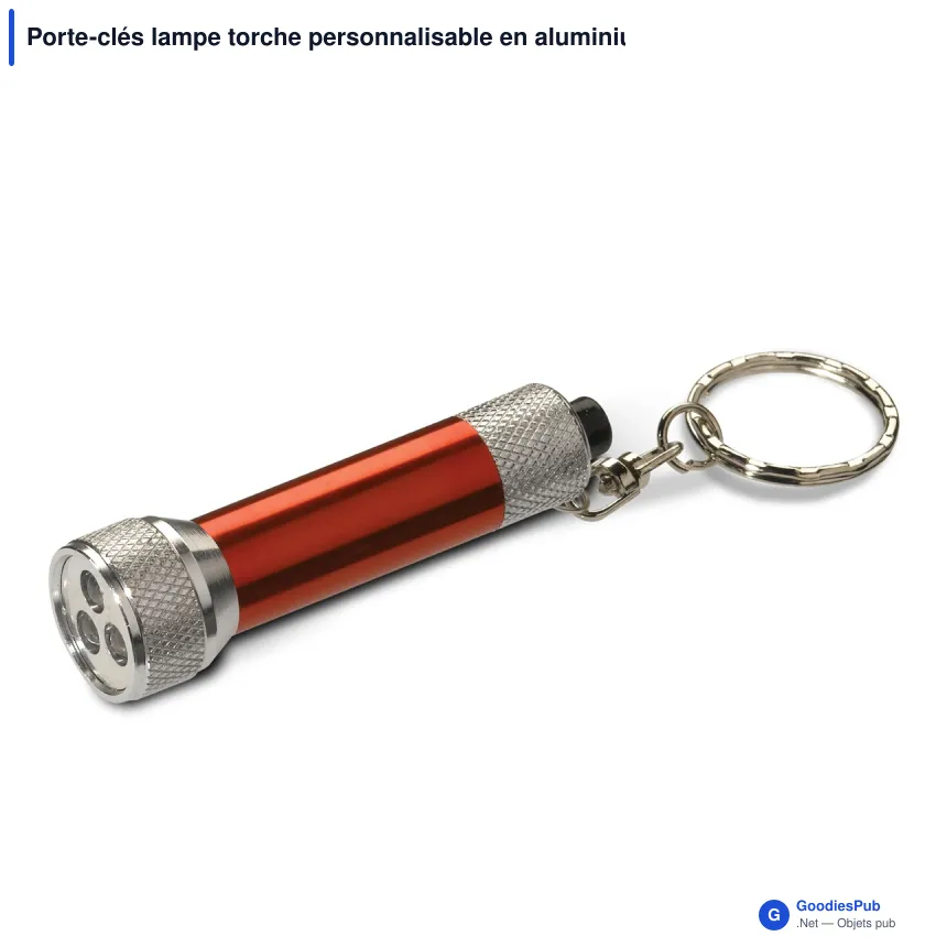 Porte-clés lampe torche personnalisable en aluminium avec logo - Mini - Image 4
