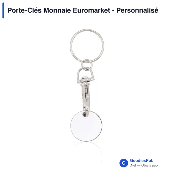 Porte-clés monnaie personnalisable avec logo - Euromarket - Image 1