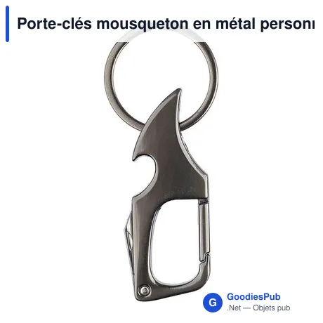 Porte-clés mousqueton en métal personnalisable avec logo - Bella
