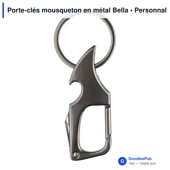 Porte-clés mousqueton en métal personnalisable avec logo - Bella - Image 1