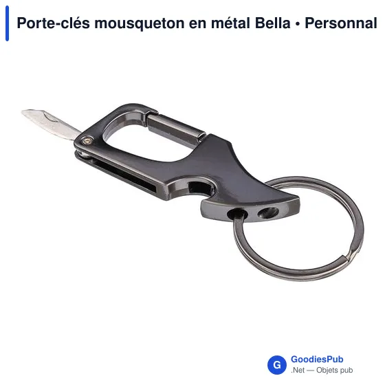 Porte-clés mousqueton en métal personnalisable avec logo - Bella - Image 3